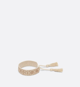 Christian Dior Bracelet • Gold-Tone Cannage Embroidery and Crystals