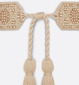 Christian Dior Bracelet • Gold-Tone Cannage Embroidery and Crystals