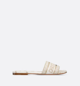 Dway Slide • White and Gold-Tone Gradient Butterflies Embroidered Cotton with Metallic Thread
