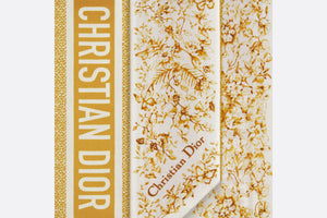 Butterfly Around the World Mitzah Scarf • White and Gold-Tone Silk Twill
