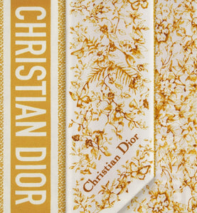 Butterfly Around the World Mitzah Scarf • White and Gold-Tone Silk Twill