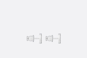 Petit CD Mini Stud Earrings • Silver-Finish Metal with White Crystals