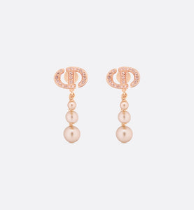 CD Navy Earrings • Pink-Finish Metal with Pink Resin Pearls and Crystals