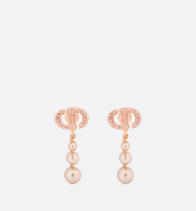 CD Navy Earrings • Pink-Finish Metal with Pink Resin Pearls and Crystals