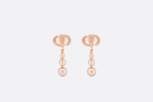 CD Navy Earrings • Pink-Finish Metal with Pink Resin Pearls and Crystals