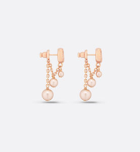 CD Navy Earrings • Pink-Finish Metal with Pink Resin Pearls and Crystals