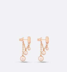 CD Navy Earrings • Pink-Finish Metal with Pink Resin Pearls and Crystals