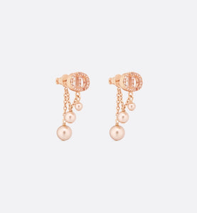 CD Navy Earrings • Pink-Finish Metal with Pink Resin Pearls and Crystals