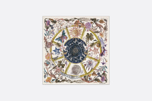 La Roue de la Fortune Tarot 70 Square Scarf • White Multicolor Silk Twill