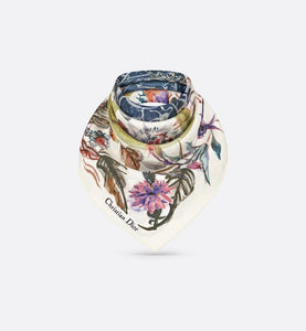 La Roue de la Fortune Tarot 70 Square Scarf • White Multicolor Silk Twill