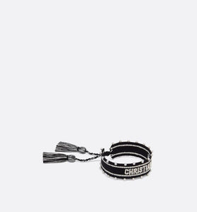 Christian Dior Bracelet • Black Embroidery and White Resin Pearls