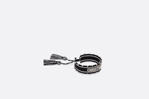 Christian Dior Bracelet • Black Embroidery and White Resin Pearls