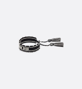 Christian Dior Bracelet • Black Embroidery and White Resin Pearls