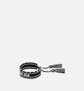 Christian Dior Bracelet • Black Embroidery and White Resin Pearls