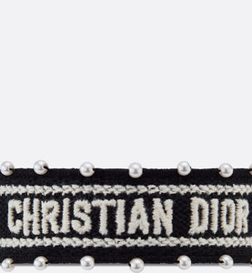 Christian Dior Bracelet • Black Embroidery and White Resin Pearls
