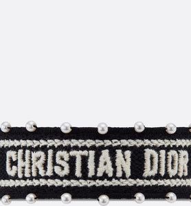 Christian Dior Bracelet • Black Embroidery and White Resin Pearls