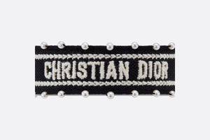 Christian Dior Bracelet • Black Embroidery and White Resin Pearls