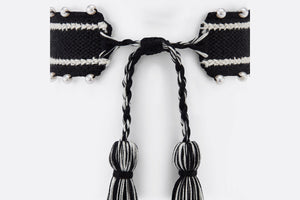 Christian Dior Bracelet • Black Embroidery and White Resin Pearls