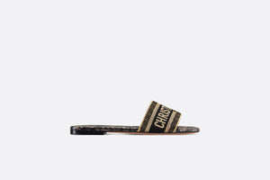 Dway Slide • Black and Gold-Tone Toile de Jouy Mexico Embroidered Cotton with Metallic Thread