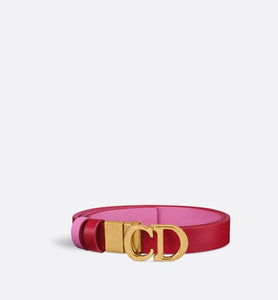 Reversible Saddle Belt • Amaryllis Red and Passion Pink Smooth Calfskin, 20 MM