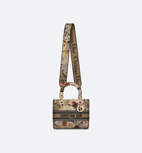 Medium Lady D-Lite Bag • Beige Multicolor Brocart Butterfly Embroidery