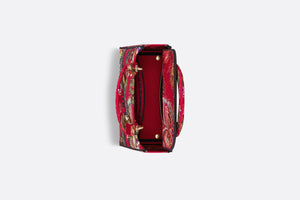 Medium Lady D-Lite Bag • Red Multicolor Albero della Vita Embroidery