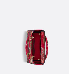 Medium Lady D-Lite Bag • Red Multicolor Albero della Vita Embroidery