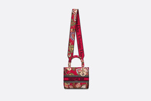 Medium Lady D-Lite Bag • Red Multicolor Albero della Vita Embroidery