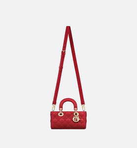 Small Lady D-Joy Bag • Amaryllis Red Cannage Lambskin