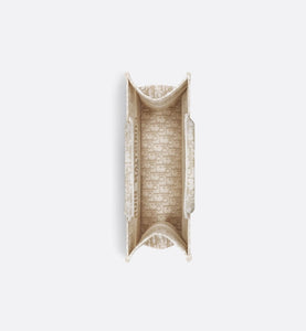 Medium Dior Book Tote • White and Gold-Tone Dior Oblique Embroidery (36 x 27.5 x 16.5 cm)