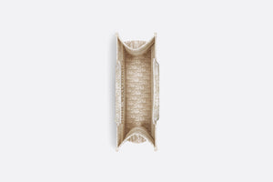 Medium Dior Book Tote • White and Gold-Tone Dior Oblique Embroidery (36 x 27.5 x 16.5 cm)