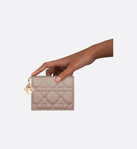Lady Dior Mini Wallet • Warm Taupe Cannage Lambskin