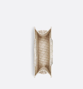 Medium Dior Book Tote • White and Gold-Tone Dior Oblique Embroidery (36 x 27.5 x 16.5 cm)