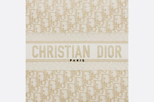 Medium Dior Book Tote • White and Gold-Tone Dior Oblique Embroidery (36 x 27.5 x 16.5 cm)