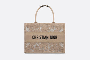 Medium Dior Book Tote • Beige D-Lace Butterfly Embroidery with Macramé Effect (36 x 27.5 x 16.5 cm)