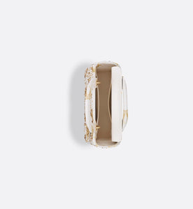 Small Lady Dior Bag • White and Gold-Tone Calfskin with Butterfly Zodiac Print and Embroidery