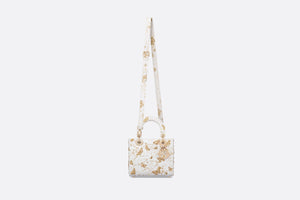 Small Lady Dior Bag • White and Gold-Tone Calfskin with Butterfly Zodiac Print and Embroidery