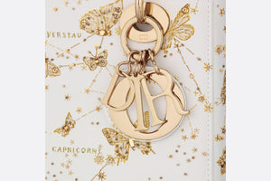 Small Lady Dior Bag • White and Gold-Tone Calfskin with Butterfly Zodiac Print and Embroidery