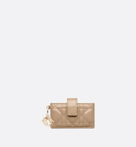 Lady Dior 5-Gusset Card Holder • Biscuit Patent Cannage Calfskin