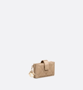 Lady Dior 5-Gusset Card Holder • Biscuit Patent Cannage Calfskin