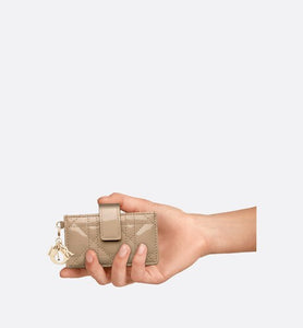 Lady Dior 5-Gusset Card Holder • Biscuit Patent Cannage Calfskin
