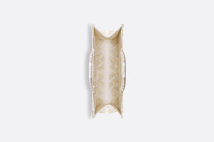 Large Dior Book Tote • Gold-Tone and White Butterfly Around The World Embroidery (42 x 35 x 18.5 cm)