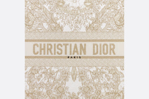 Large Dior Book Tote • Gold-Tone and White Butterfly Around The World Embroidery (42 x 35 x 18.5 cm)
