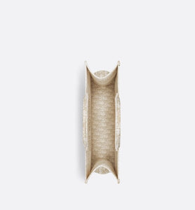 Large Dior Book Tote • White and Gold-Tone Dior Oblique Embroidery (42 x 35 x 18.5 cm)
