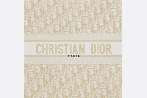 Large Dior Book Tote • White and Gold-Tone Dior Oblique Embroidery (42 x 35 x 18.5 cm)