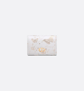 Dior Caro XS Wallet • White and Gold-Tone Calfskin with