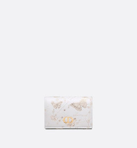 Dior Caro XS Wallet • White and Gold-Tone Calfskin with