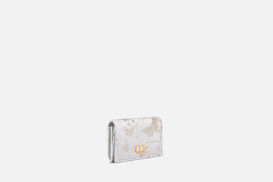 Dior Caro XS Wallet • White and Gold-Tone Calfskin with Butterfly Zodiac Print