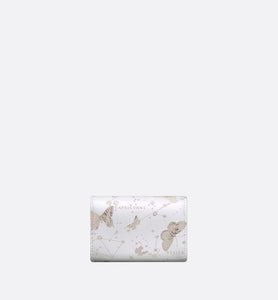 Dior Caro XS Wallet • White and Gold-Tone Calfskin with