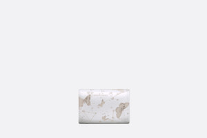Dior Caro XS Wallet • White and Gold-Tone Calfskin with Butterfly Zodiac Print